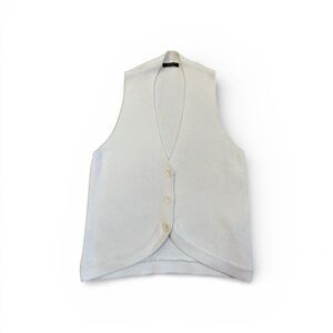 Massimo Dutti Cream Knit Button Vest- Women's - Size Small